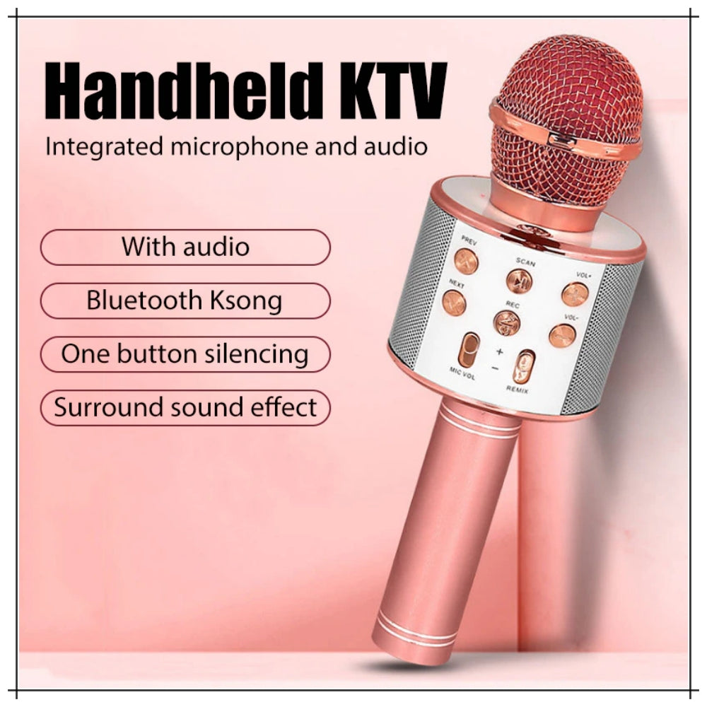 Wireless Rechargeable Microphone for Kids – Portable Karaoke Mic with Bluetooth Speaker