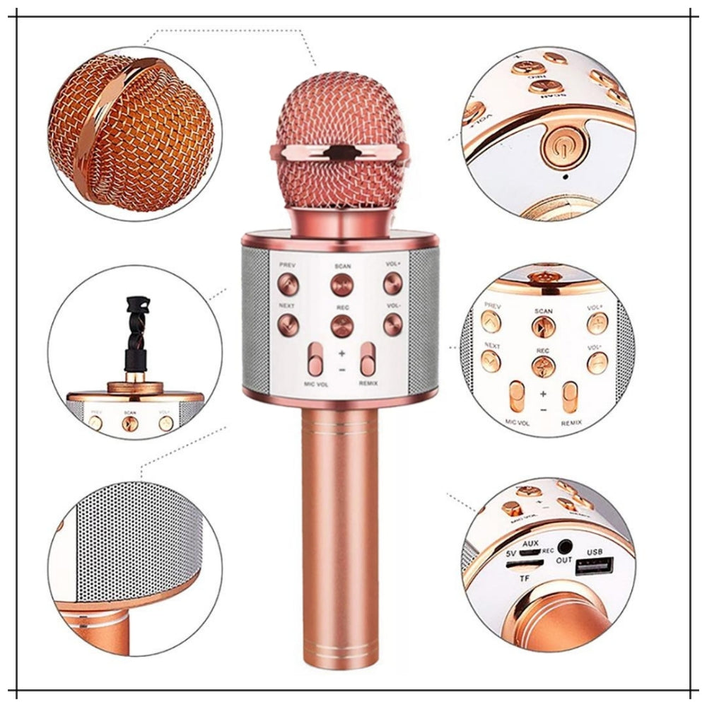 Wireless Rechargeable Microphone for Kids – Portable Karaoke Mic with Bluetooth Speaker