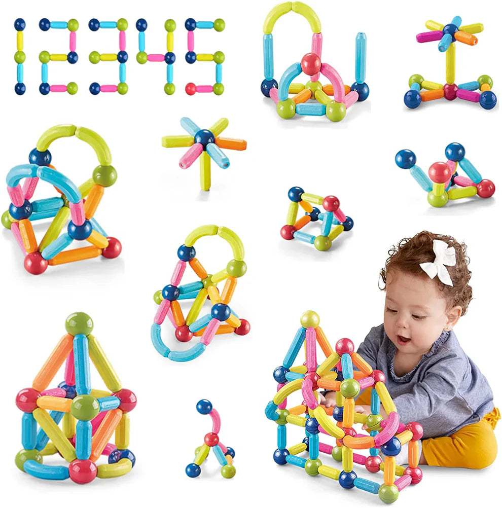 46 Pieces DIY 3D Magnetic Stick & Ball Building Construction Set for Kids