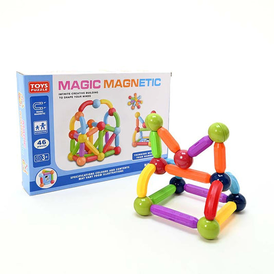 46 Pieces DIY 3D Magnetic Stick & Ball Building Construction Set for Kids